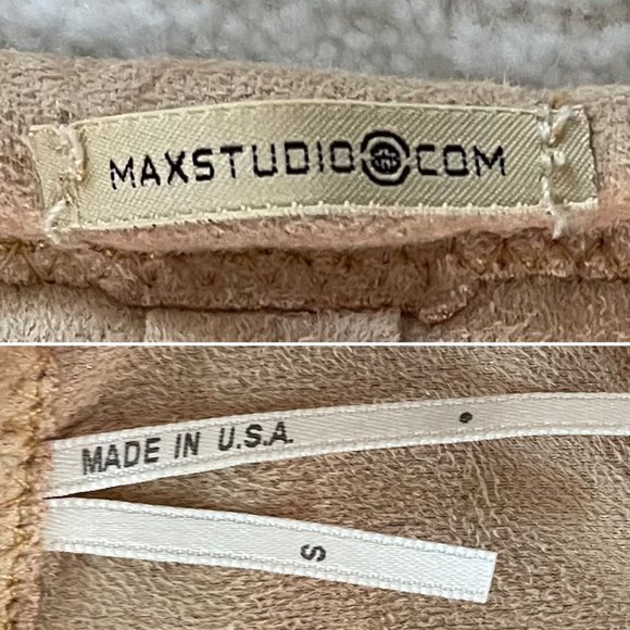 Max Studio Golden Yellow Drawstring Womens Pants Sz S Microfiber Faux Suede - Picture 11 of 12